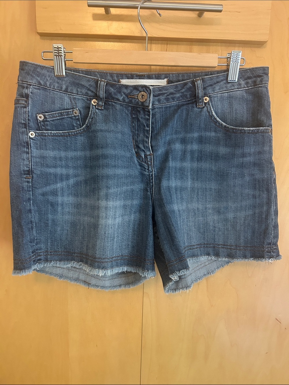 Wrap London Blue Frayed Hem Denim Shorts